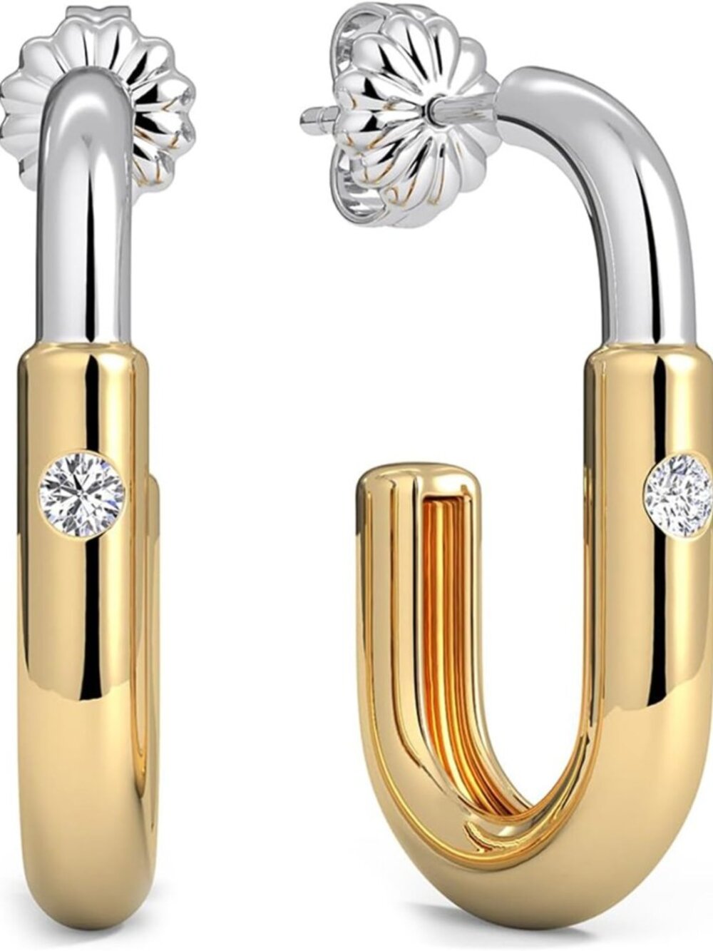 Stunning Moissanite Hoop Earrings for Women - Gold & Silver Mixed Metal Design